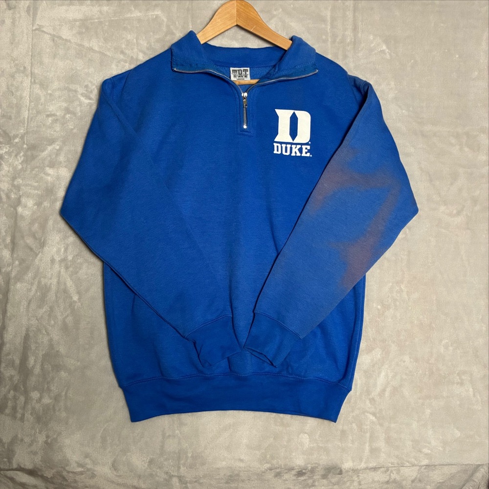 Duke University Blue Devils Quarter Zip Sweatshirt Mens Medium TDT Classics Blue